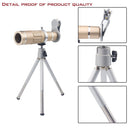 Universal 18X Zoom Phone Telephoto Camera Lens and Mini Tripod , Metal Clip for iPhone 5 6 7 8 Plus HTC Photography Accessory Gold