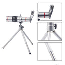 Universal 18X Zoom Phone Telephoto Camera Lens and Mini Tripod , Metal Clip for iPhone 5 6 7 8 Plus HTC Photography Accessory Silver