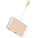 USB Type C Adapter , USB 3.1 Type C Reversible (USB-C) Male to HDMI 4K + VGA + Audio Female Connector Adapter Converter Cable for Apple New MacBook 12" Laptop Gold