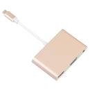 USB Type C Adapter , USB 3.1 Type C Reversible (USB-C) Male to HDMI 4K + VGA + Audio Female Connector Adapter Converter Cable for Apple New MacBook 12" Laptop Gold