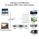 USB Type C Adapter , USB 3.1 Type C Reversible (USB-C) Male to HDMI 4K + VGA + Audio Female Connector Adapter Converter Cable for Apple New MacBook 12" Laptop Gold