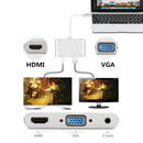 USB Type C Adapter , USB 3.1 Type C Reversible (USB-C) Male to HDMI 4K + VGA + Audio Female Connector Adapter Converter Cable for Apple New MacBook 12" Laptop Gold