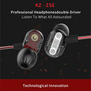 KZ ZSE In Ear Headphone Dynamic Dual Driver Earphone HiFi Bass Music Earbud Sport Running Headset Noise Isolating