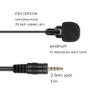 Lavalier Microphone, 3.5mm Wired Lavalier Lapel Clip-on Omnidirectional Condenser Microphone for iPhone & Android Smartphones , Computer Black