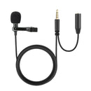 3.5mm Jack Lavalier Clip-on Interview Microphone with Mic & Headphone Monitoring Input for iPhone, iPad, Samsung, Android Smartphones/Tablets Black