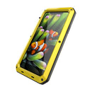 Luxury Aluminum Alloy Frame + Inner Silicone + Tempered Glass Front Case Protective Metal Extreme Shockproof Bumper Cover Case Skin for Apple iPhone X yellow