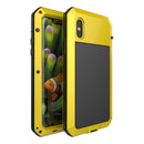 Luxury Aluminum Alloy Frame + Inner Silicone + Tempered Glass Front Case Protective Metal Extreme Shockproof Bumper Cover Case Skin for Apple iPhone X yellow