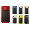Luxury Aluminum Alloy Frame + Inner Silicone + Tempered Glass Front Case Protective Metal Extreme Shockproof Bumper Cover Case Skin for Apple iPhone X red