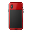 Luxury Aluminum Alloy Frame + Inner Silicone + Tempered Glass Front Case Protective Metal Extreme Shockproof Bumper Cover Case Skin for Apple iPhone X red