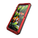 Luxury Aluminum Alloy Frame + Inner Silicone + Tempered Glass Front Case Protective Metal Extreme Shockproof Bumper Cover Case Skin for Apple iPhone X red