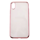 Phone Case , Clear Pure Color Plating Frame Soft TPU Clear Case Ultra-Thin Slim Fit Lightweight Bumper Cover for iPhone X Pink