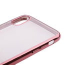 Phone Case , Clear Pure Color Plating Frame Soft TPU Clear Case Ultra-Thin Slim Fit Lightweight Bumper Cover for iPhone X Pink