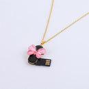 Luxury Rotating Jewelry Butterfly Rotating USB Flash Drive Thumb Pen Drive & Gold Necklace 32GB