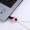 Luxury Rotating Jewelry Butterfly Rotating USB Flash Drive Thumb Pen Drive & Gold Necklace 128GB