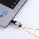 Luxury Jewelry Flowers + Leaf USB Flash Drive Thumb Pen Drive and Necklace Pendent For Data Storage 32GB