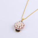 Luxury Jewelry Bling Pearl Flower USB 2.0 Flash Drive Thumb Pen Drive & Gold Necklace 128GB