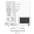 Universal 1080P HD 3 Lens Car DVR Dash Cam 24'' Rearview Camera Video Recorder G-Sensor
