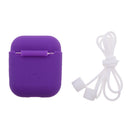 Wireless Bluetooth Headsets Case, Shockproof Silicone Protective Cover Skin with Earphone Sports Anti-lost Strap Rope for Apple Airpods Charging Case Purple