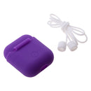 Wireless Bluetooth Headsets Case, Shockproof Silicone Protective Cover Skin with Earphone Sports Anti-lost Strap Rope for Apple Airpods Charging Case Purple
