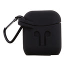Earphone Case , Silicone Protective Cover + Key Ring Clasp Set for Apple Airpods Wireless Headset Charging Box Black