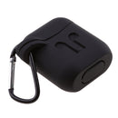 Earphone Case , Silicone Protective Cover + Key Ring Clasp Set for Apple Airpods Wireless Headset Charging Box Black