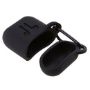 Earphone Case , Silicone Protective Cover + Key Ring Clasp Set for Apple Airpods Wireless Headset Charging Box Black