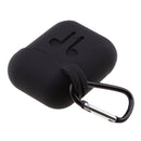 Earphone Case , Silicone Protective Cover + Key Ring Clasp Set for Apple Airpods Wireless Headset Charging Box Black