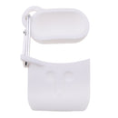 Earphone Case , Silicone Protective Cover + Key Ring Clasp Set for Apple Airpods Wireless Headset Charging Box White