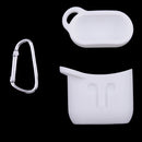 Earphone Case , Silicone Protective Cover + Key Ring Clasp Set for Apple Airpods Wireless Headset Charging Box White
