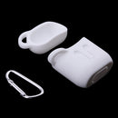 Earphone Case , Silicone Protective Cover + Key Ring Clasp Set for Apple Airpods Wireless Headset Charging Box White