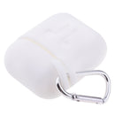 Earphone Case , Silicone Protective Cover + Key Ring Clasp Set for Apple Airpods Wireless Headset Charging Box White