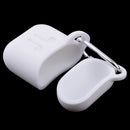 Earphone Case , Silicone Protective Cover + Key Ring Clasp Set for Apple Airpods Wireless Headset Charging Box White