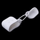 Earphone Case , Silicone Protective Cover + Key Ring Clasp Set for Apple Airpods Wireless Headset Charging Box White