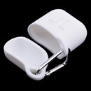 Earphone Case , Silicone Protective Cover + Key Ring Clasp Set for Apple Airpods Wireless Headset Charging Box White