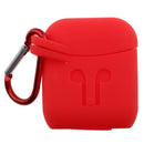 Earphone Case , Silicone Protective Cover + Key Ring Clasp Set for Apple Airpods Wireless Headset Charging Box Red