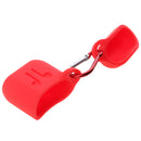 Earphone Case , Silicone Protective Cover + Key Ring Clasp Set for Apple Airpods Wireless Headset Charging Box Red
