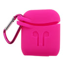 For AirPods Protective Case , Silicone Cover Charging Sleeve Pouch Carrying Case Bag and Anti-lost Metal Key Ring Rose Red