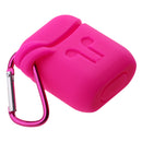 For AirPods Protective Case , Silicone Cover Charging Sleeve Pouch Carrying Case Bag and Anti-lost Metal Key Ring Rose Red