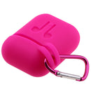 For AirPods Protective Case , Silicone Cover Charging Sleeve Pouch Carrying Case Bag and Anti-lost Metal Key Ring Rose Red