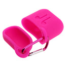 For AirPods Protective Case , Silicone Cover Charging Sleeve Pouch Carrying Case Bag and Anti-lost Metal Key Ring Rose Red