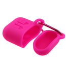 For AirPods Protective Case , Silicone Cover Charging Sleeve Pouch Carrying Case Bag and Anti-lost Metal Key Ring Rose Red