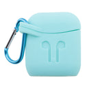Earphone Case , Silicone Protective Cover + Key Ring Clasp Set for Apple Airpods Wireless Headset Charging Box Mint Green