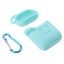 Earphone Case , Silicone Protective Cover + Key Ring Clasp Set for Apple Airpods Wireless Headset Charging Box Mint Green