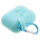 Earphone Case , Silicone Protective Cover + Key Ring Clasp Set for Apple Airpods Wireless Headset Charging Box Mint Green