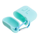 Earphone Case , Silicone Protective Cover + Key Ring Clasp Set for Apple Airpods Wireless Headset Charging Box Mint Green