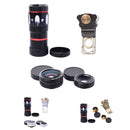 4-in-1 10X Telephoto Lens+Fisheye+Wide Angle+Macro Lens with Phone Clip for IOS and Android Devices Black
