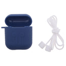 Silicone Protective Cover Case + Anti Lost Ear Loop Cable Connector for Apple AirPods Charging Box Navy