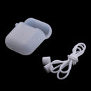 Silicone Shockproof Bumper Case Skin & Ear Loop Strap for AirPods Headsets Wireless Charger Box Clear