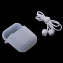 Silicone Shockproof Bumper Case Skin & Ear Loop Strap for AirPods Headsets Wireless Charger Box Clear