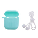Silicone Protective Cover Case + Anti Lost Ear Loop Cable Connector for Apple AirPods Charging Box Teal